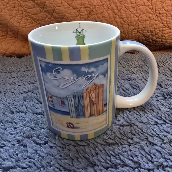 Beach Scene Cape Shore By Downeast Concepts Porcelain Mug Enjoy And Relax - Picture 1 of 8